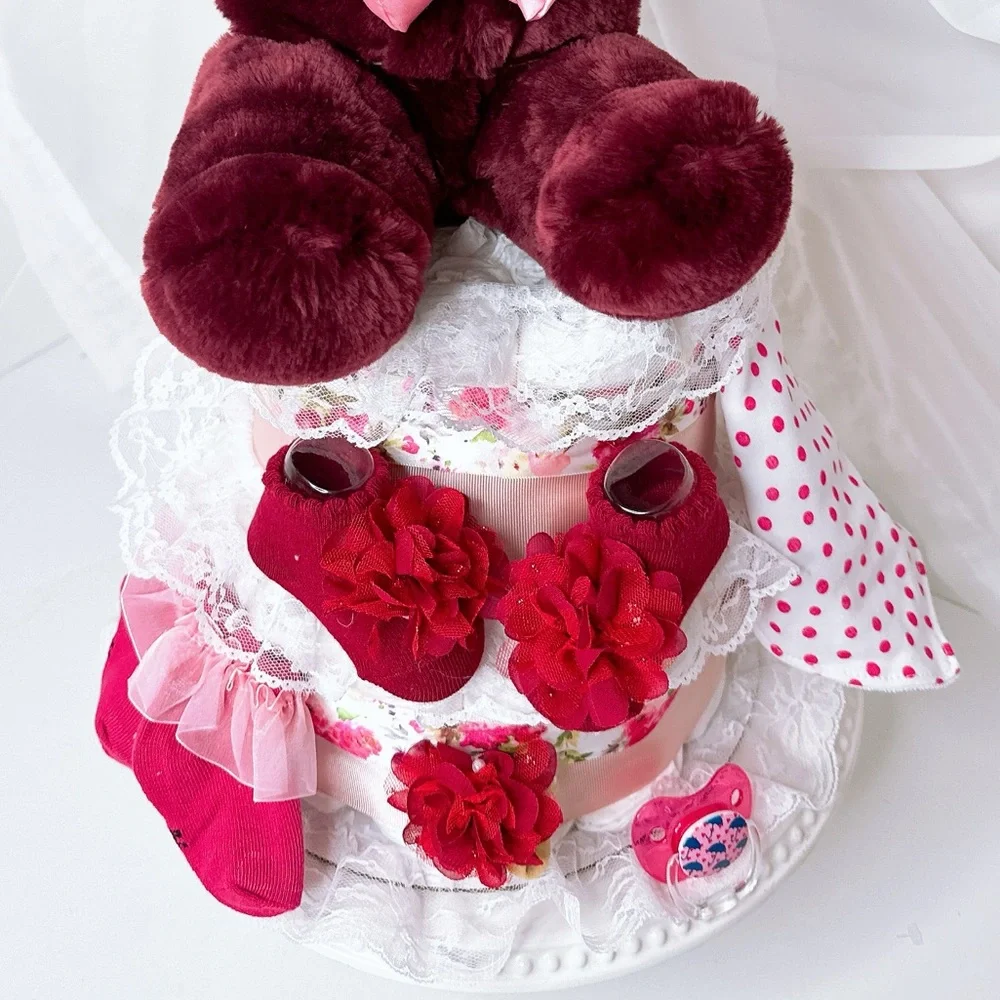 Bear Diaper Cake, Girls Diaper Cake